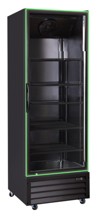 Single Glass Door Cooler Merchandiser LED Frame - Green