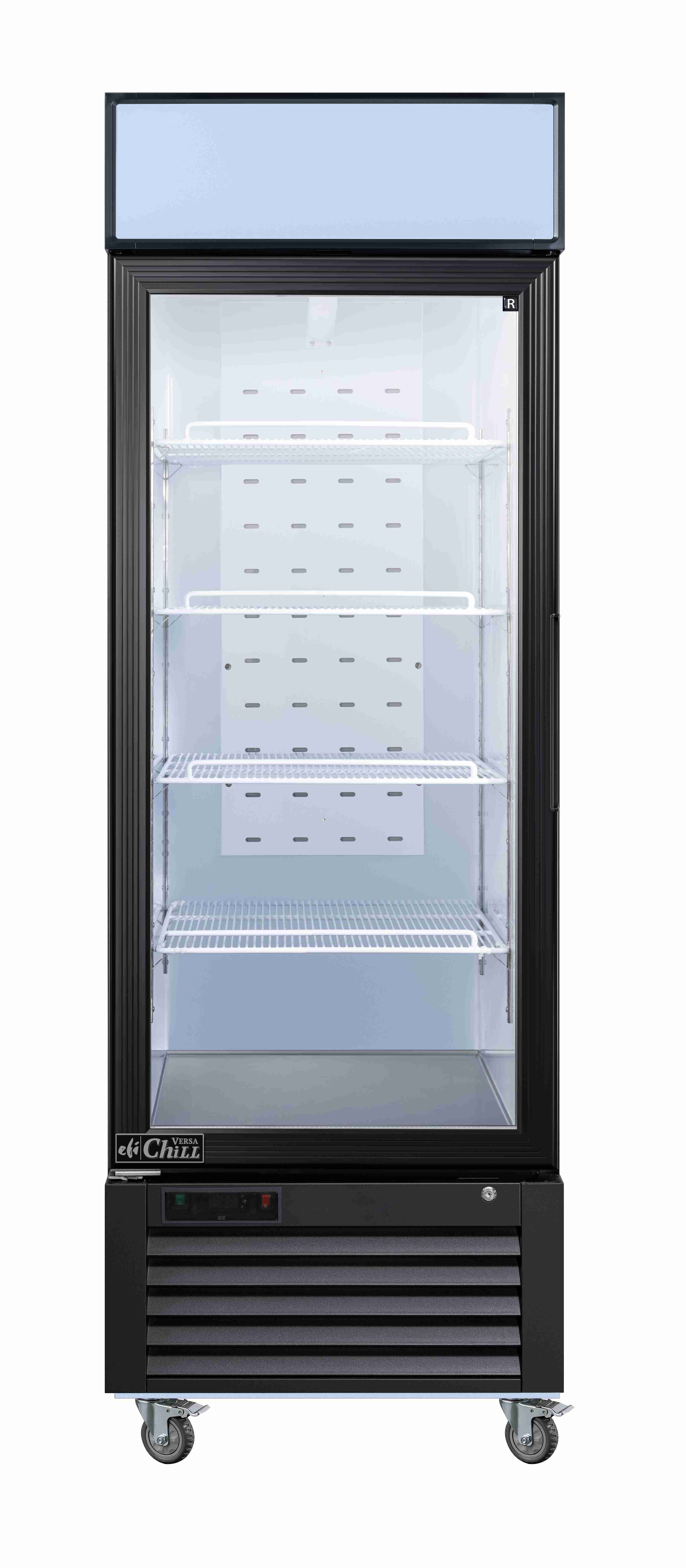 27 Inch Glass Door Cooler Merchandiser In Black Hinge