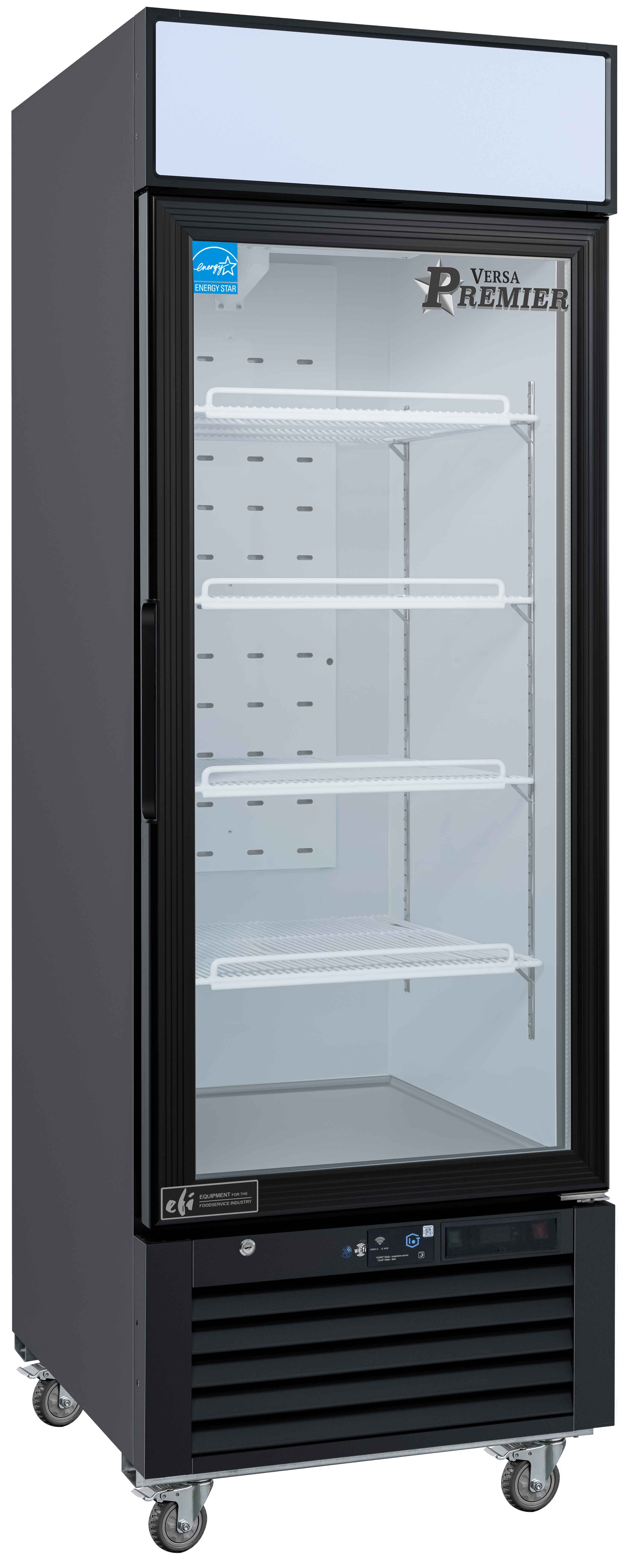 27 Inch Glass Door Cooler Merchandiser In Black Left & Right Hinge