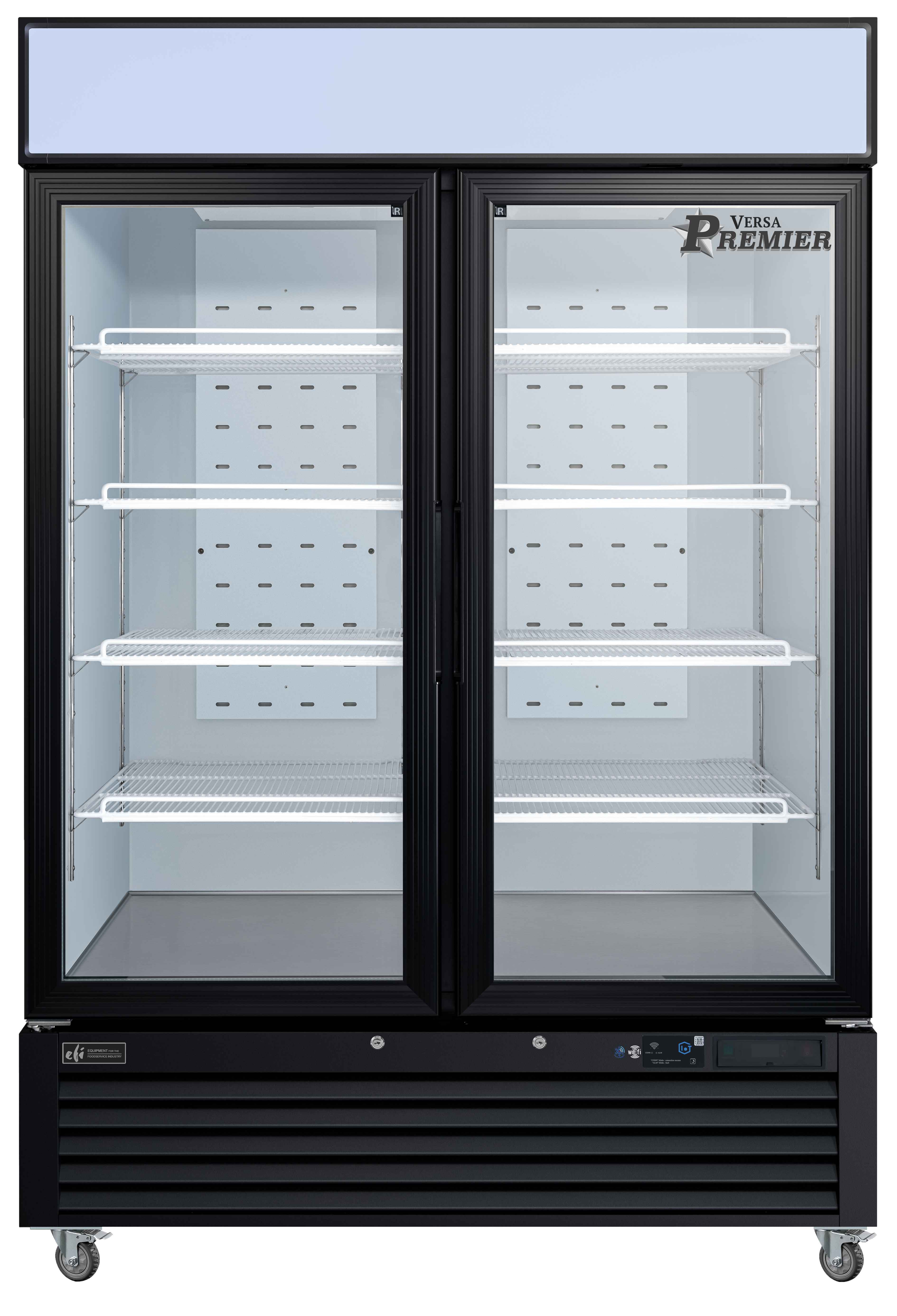 54 Inch Glass Door Cooler Merchandiser In Black