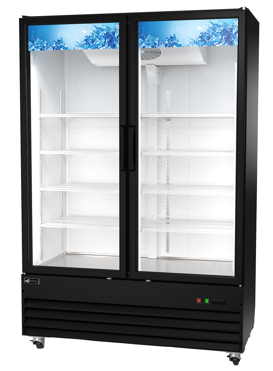 Glass 2 Swing Door  Black Cooler 54