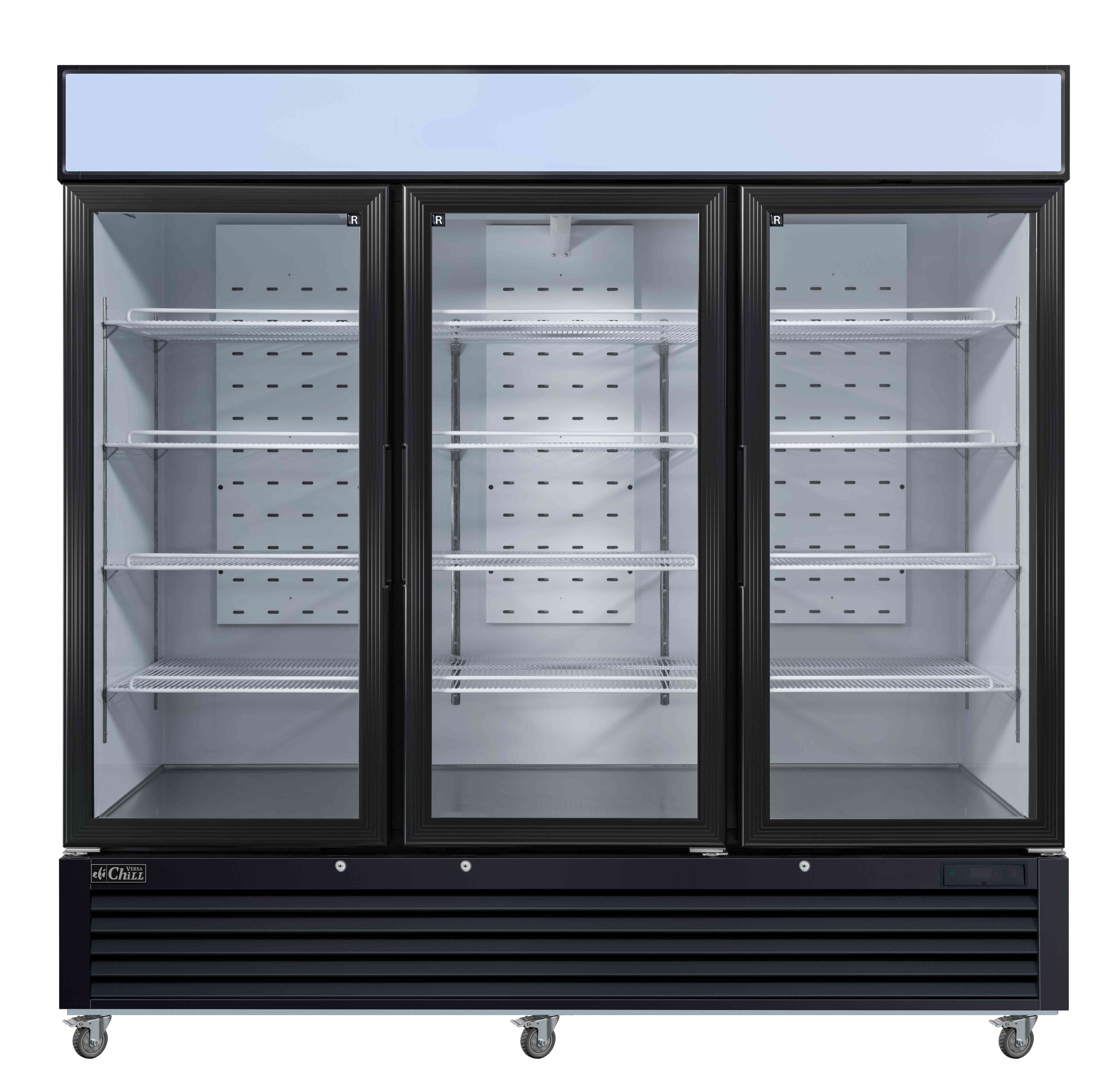 82 Inch Glass Door Cooler Merchandiser In Black