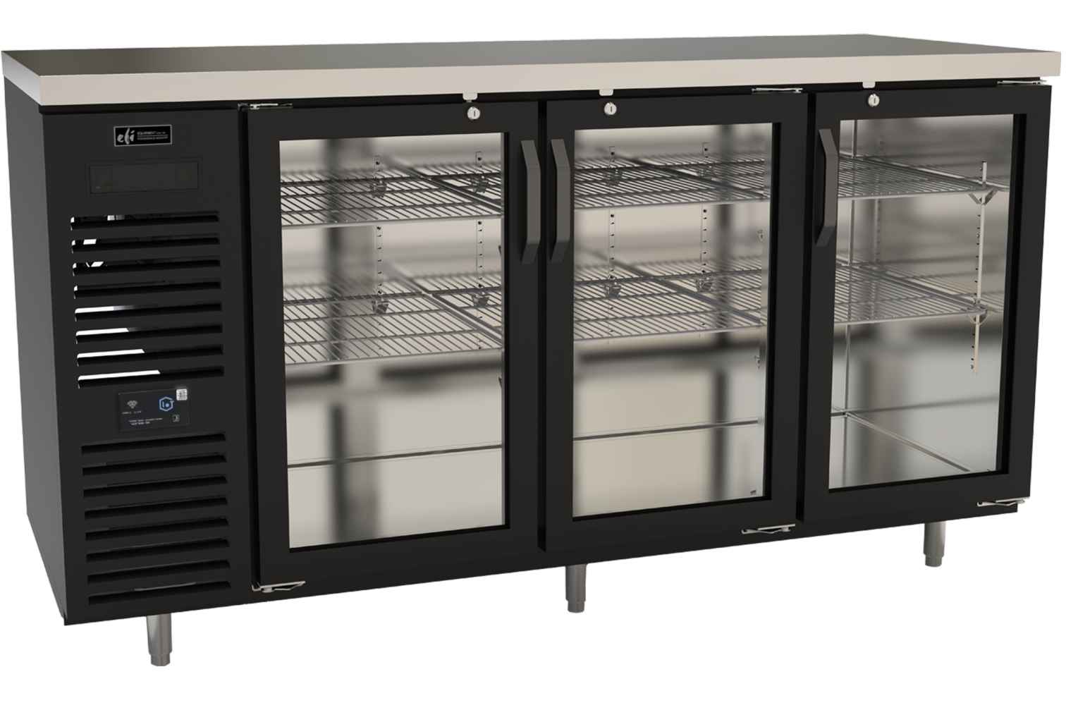 Front Vent Back Bar Series 28 Inch Deep Glass Dr Black