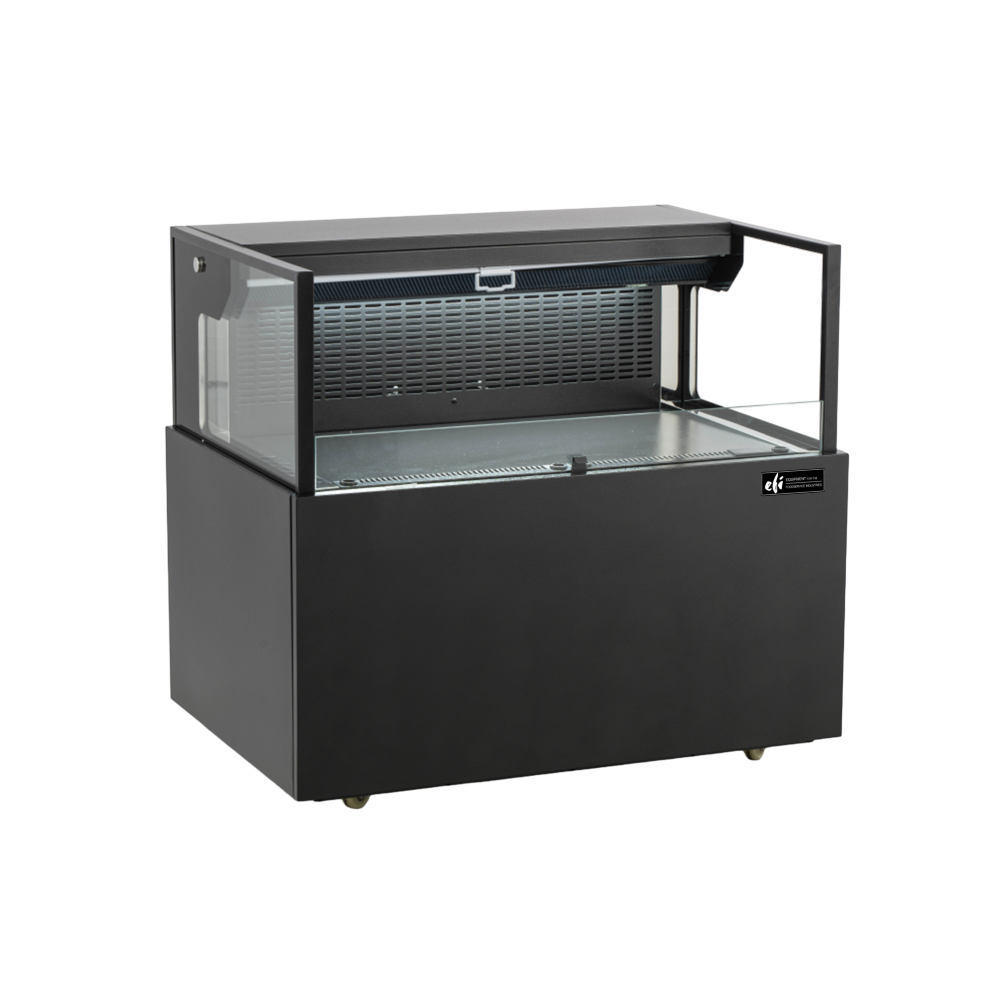 Straight Sided Shallow Depth Open Air Display Case - Black