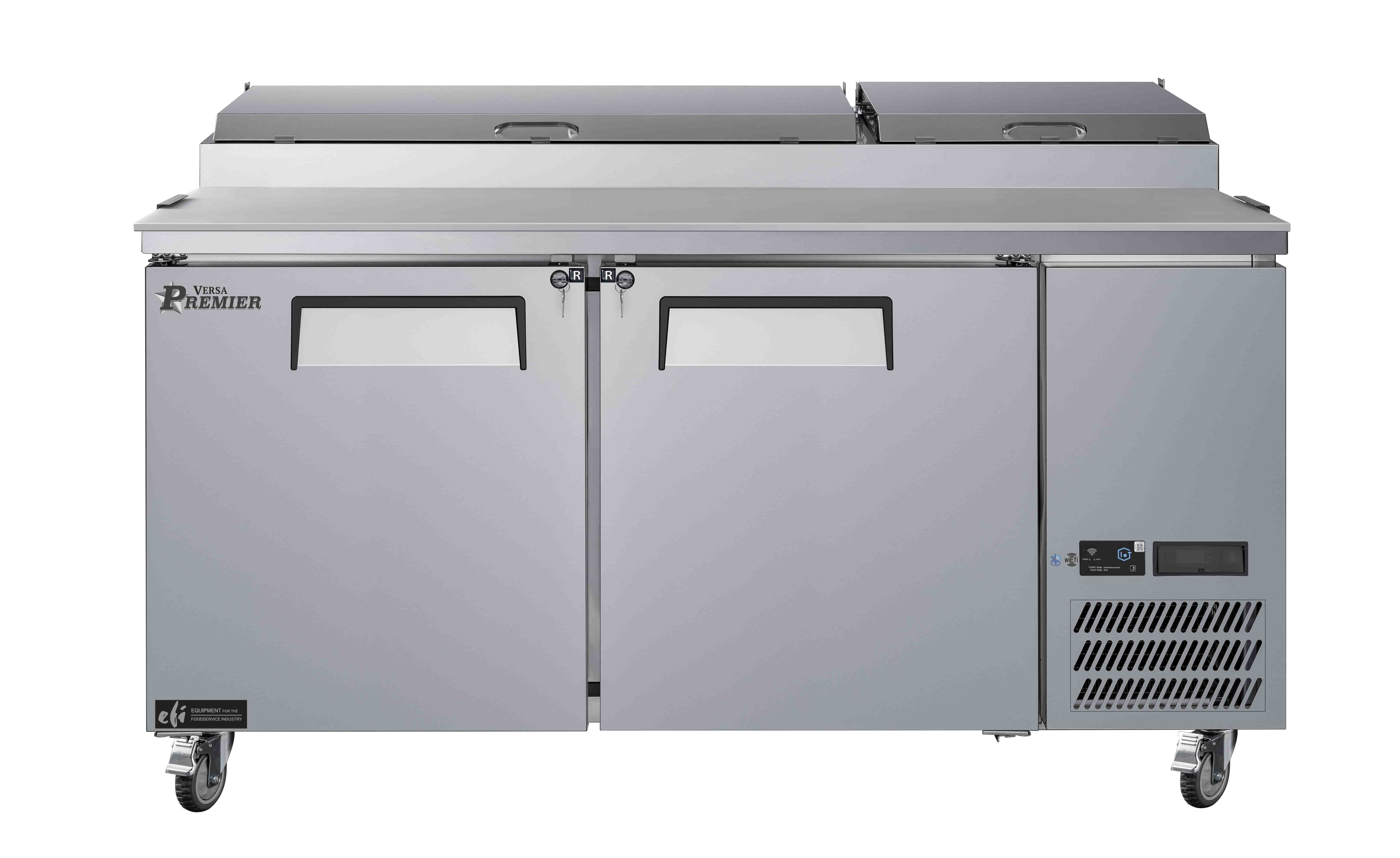 67 Inch 2 Door Refrigerated Pizza Prep Table 