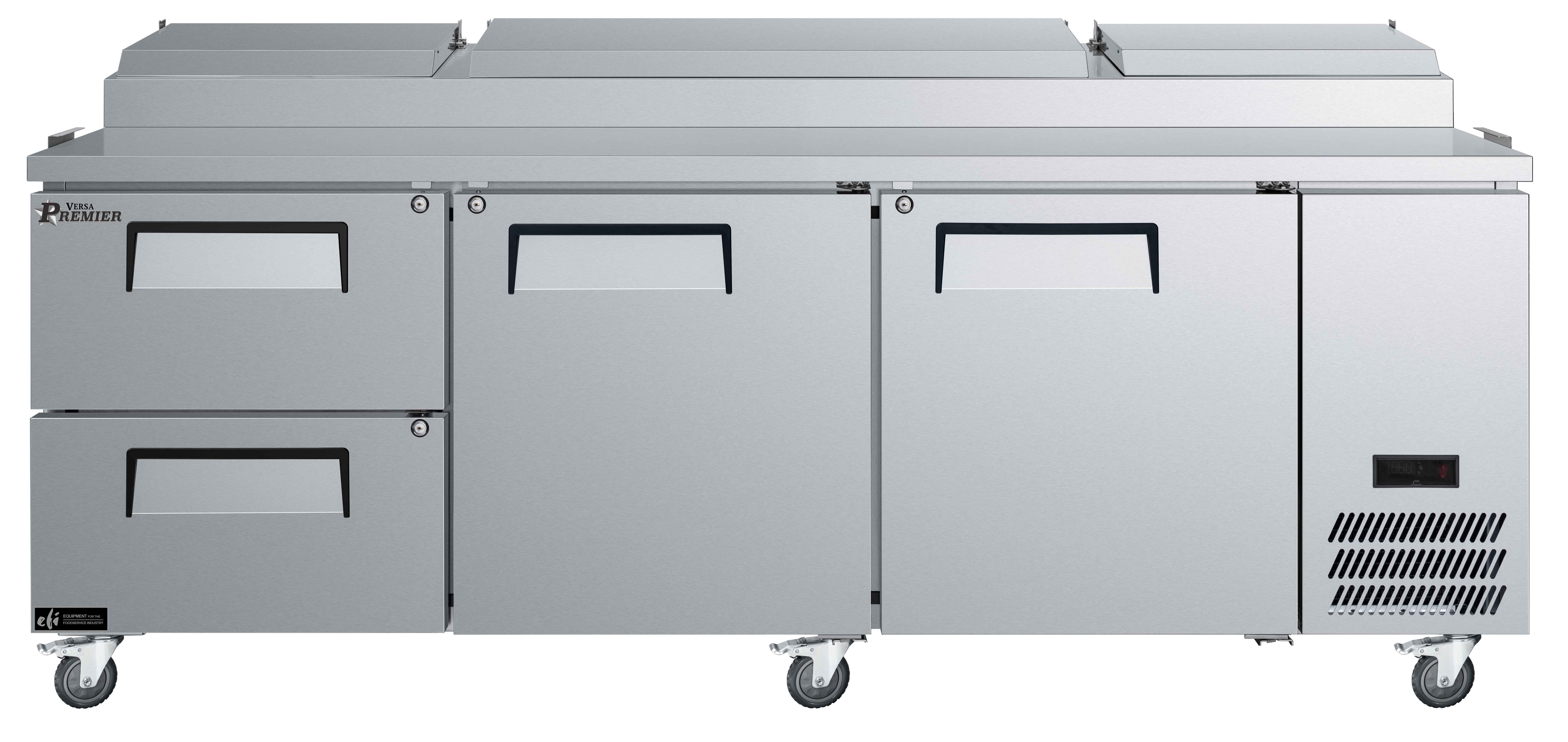93 Inch 2 Door 2 Drawer Refrigerated Pizza Prep Table